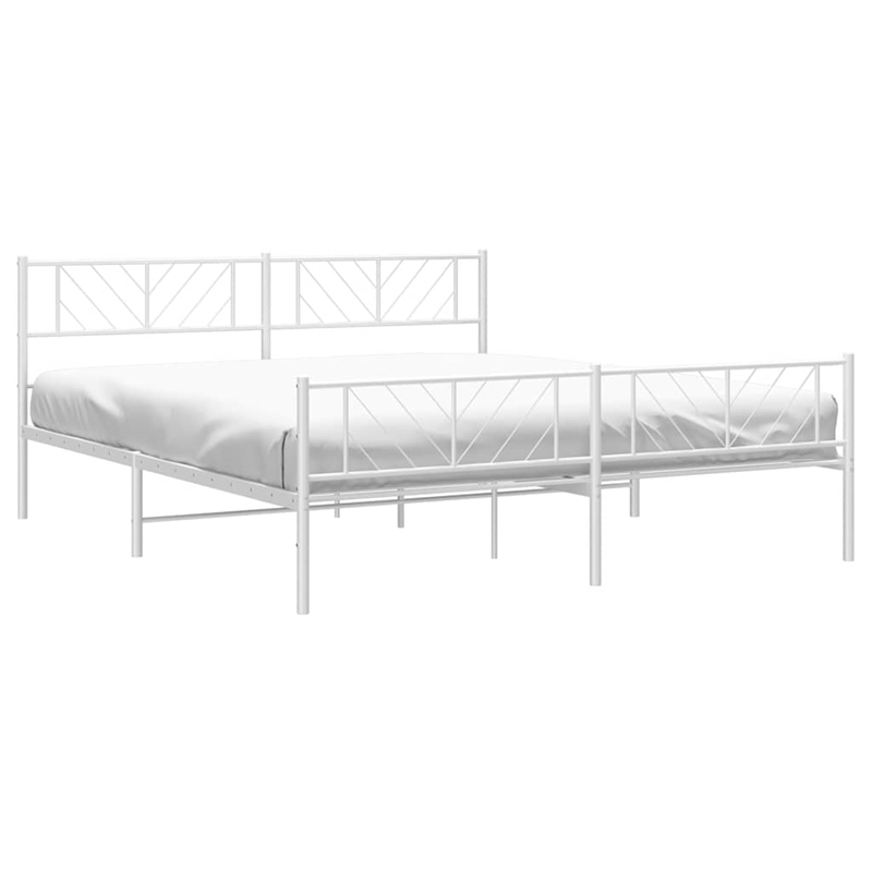Pemberly Row Metal 76 x 80 Powder-Coated Steel Bed Frame in White