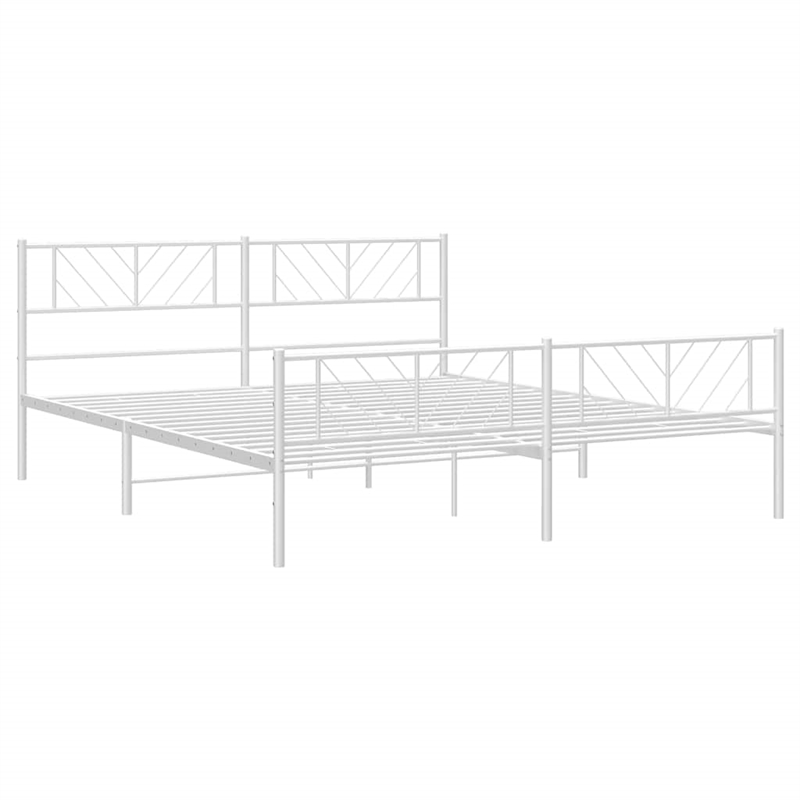 Pemberly Row Metal 76 x 80 Powder-Coated Steel Bed Frame in White