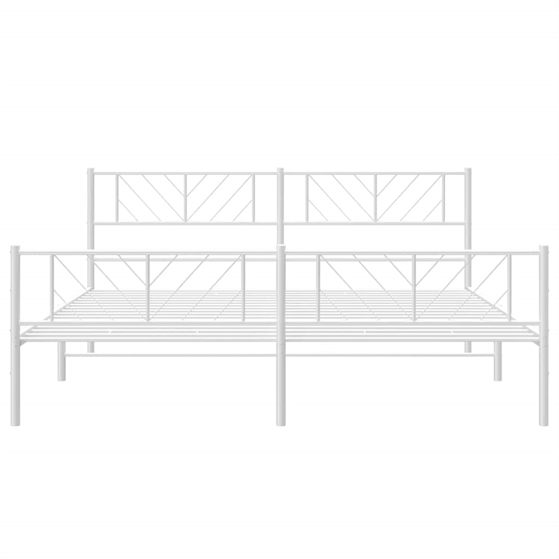 Pemberly Row Metal 76 x 80 Powder-Coated Steel Bed Frame in White