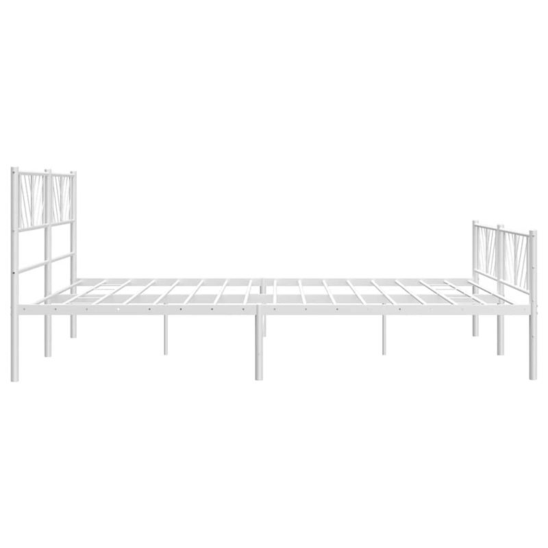 Pemberly Row Metal 76 x 80 Powder-Coated Steel Bed Frame in White