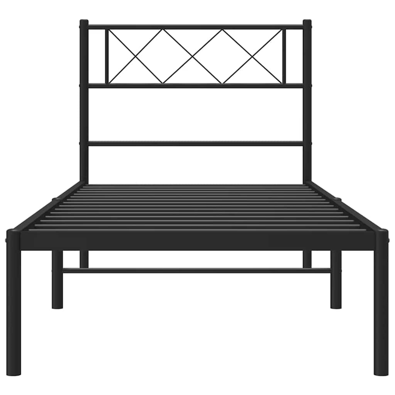 Pemberly Row Contemporary Powder-Coated Steel Twin Bed Frame in Black