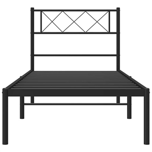 Pemberly Row Contemporary Powder-Coated Steel Twin Bed Frame in Black