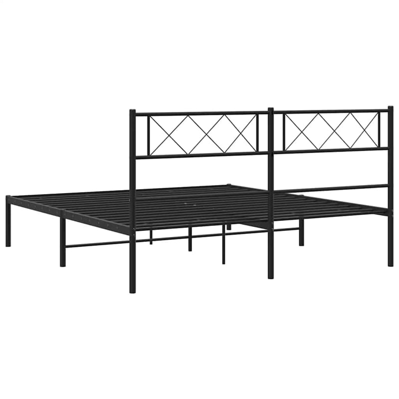 Pemberly Row Contemporary 53 x 74.8 Metal Bed Frame in Black