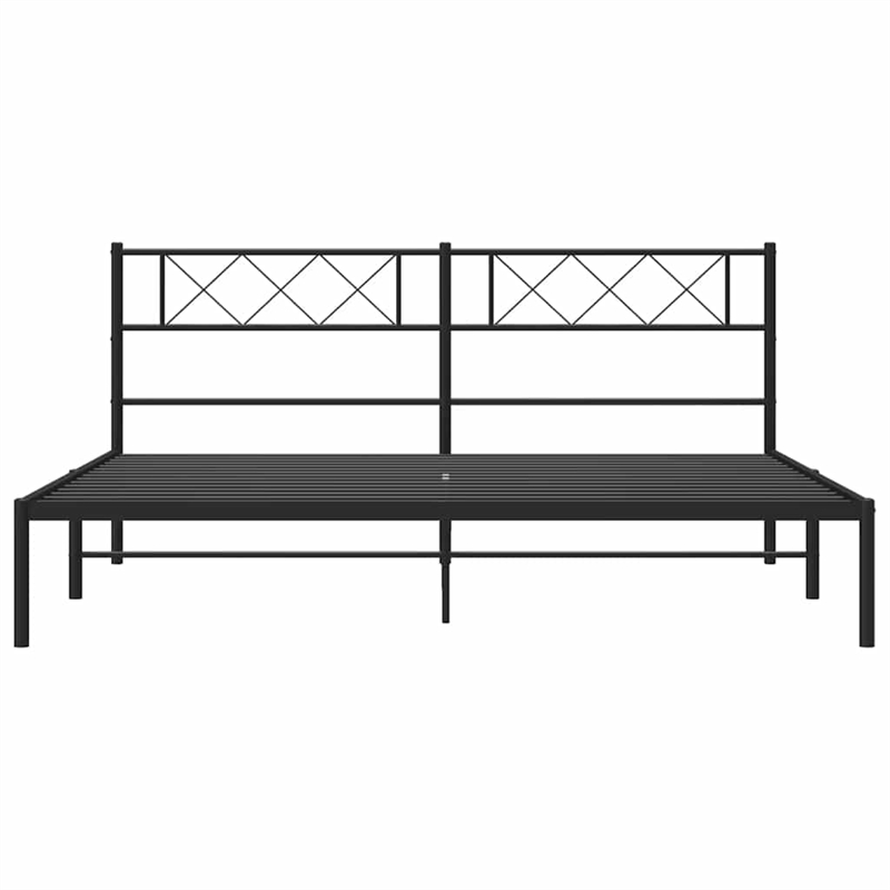 Pemberly Row Powder-Coated Steel King/Double Bed Frame in Black