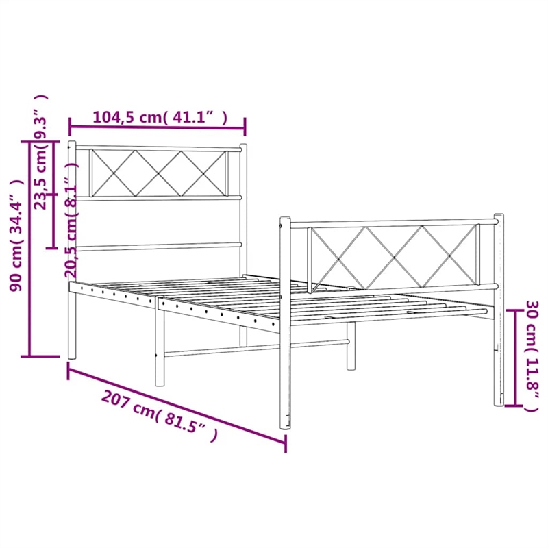 Pemberly Row Contemporary Powder-Coated Steel Twin Bed Frame in Black