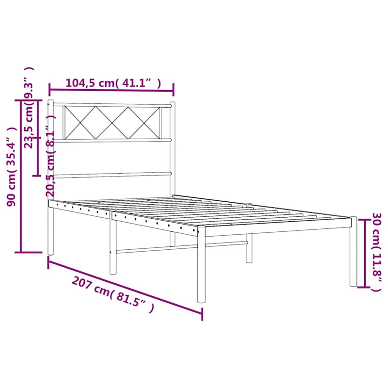 Pemberly Row Rectangular Powder-Coated Steel Twin Bed Frame in White