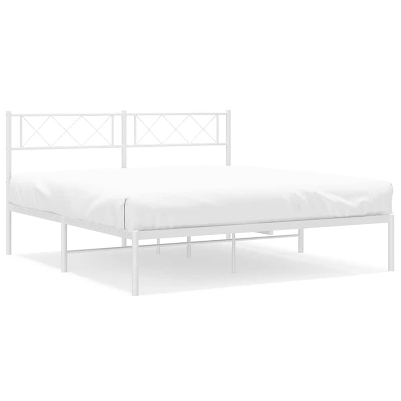 Pemberly Row Contemporary 53.1 x 74.8 Metal Bed Frame in White