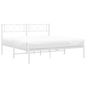 Pemberly Row Contemporary 53.1 x 74.8 Metal Bed Frame in White