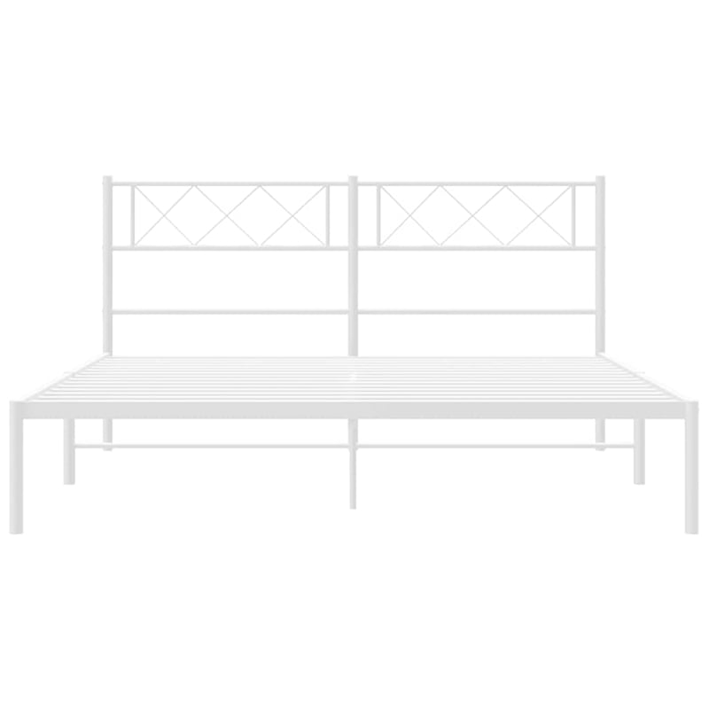 Pemberly Row Contemporary 53.1 x 74.8 Metal Bed Frame in White