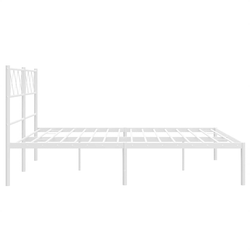 Pemberly Row Contemporary 53.1 x 74.8 Metal Bed Frame in White
