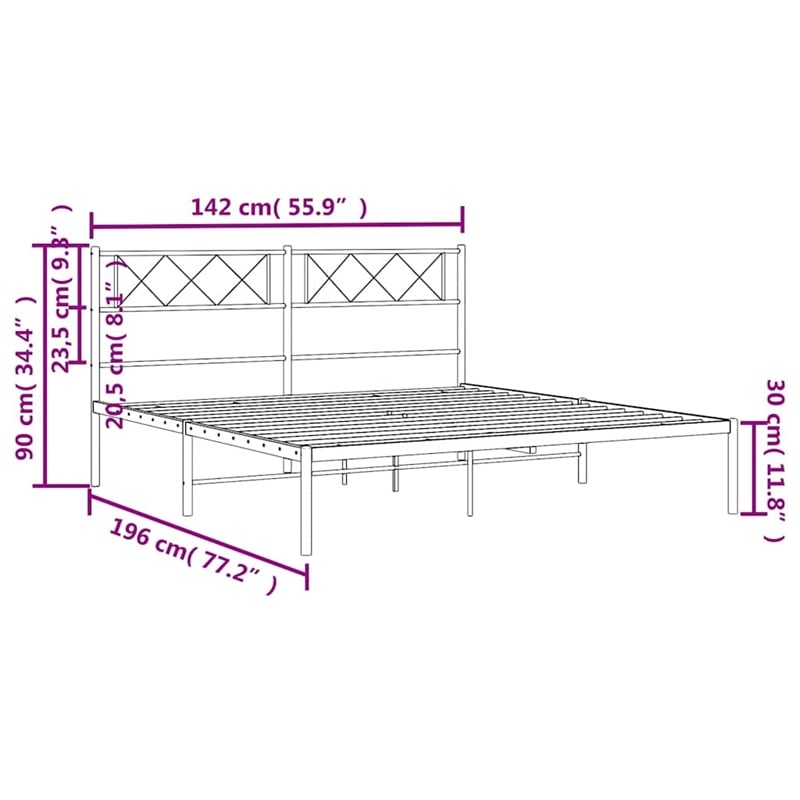 Pemberly Row Contemporary 53.1 x 74.8 Metal Bed Frame in White