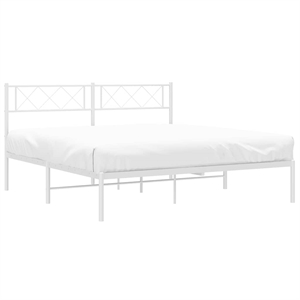 Pemberly Row Powder-Coated Steel King Size Bed Frame in White