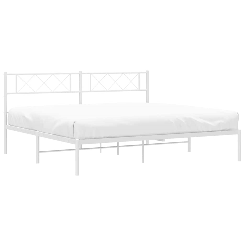 Pemberly Row Contemporary Rectangular Modern Metal Bed Frame in White