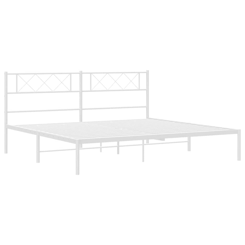 Pemberly Row Contemporary Rectangular Modern Metal Bed Frame in White