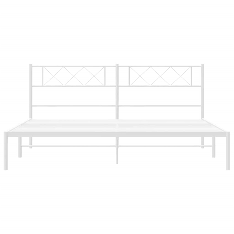 Pemberly Row Contemporary Rectangular Modern Metal Bed Frame in White