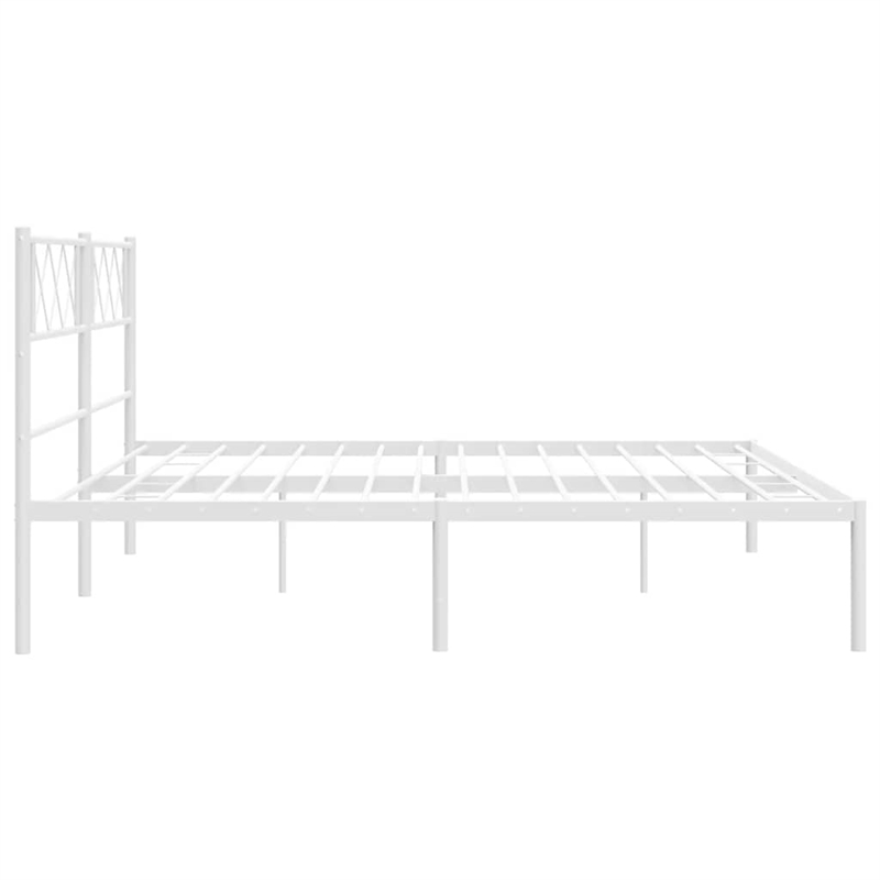 Pemberly Row Contemporary Rectangular Modern Metal Bed Frame in White