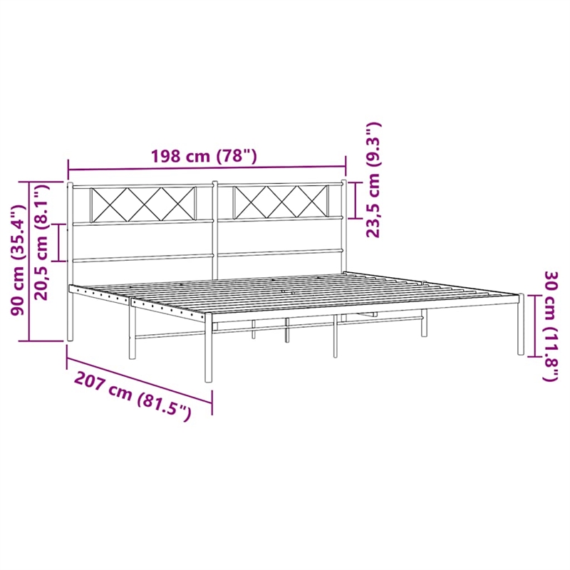 Pemberly Row Contemporary Rectangular Modern Metal Bed Frame in White