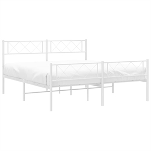 Pemberly Row Powder-Coated Steel King Size Bed Frame in White