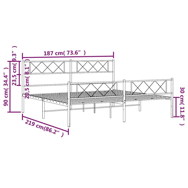 Pemberly Row Contemporary 72 x 84 Powder-coated steel Bed Frame in White