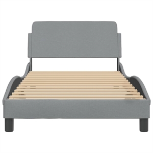 Pemberly Row Contemporary Fabric Polyester Twin Bed Frame in Light Grey
