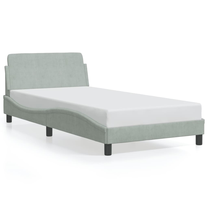 Pemberly Row Contemporary Engineered Wood Single Bed Frame in Light Gray