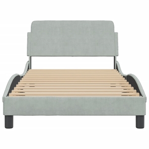 Pemberly Row Contemporary Engineered Wood Single Bed Frame in Light Gray