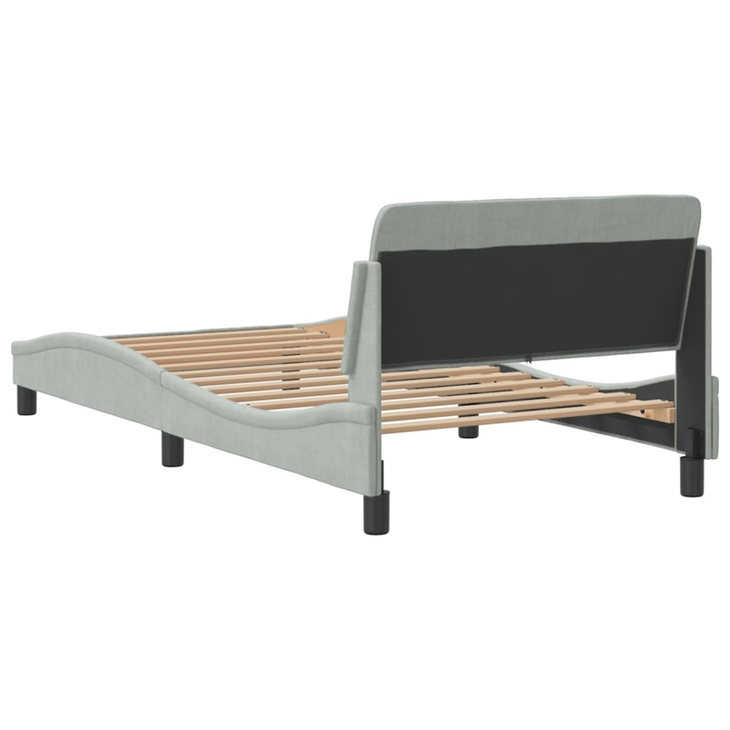 Pemberly Row Contemporary Engineered Wood Single Bed Frame in Light Gray