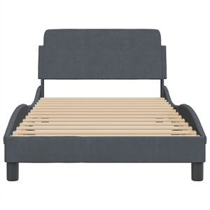 Pemberly Row Contemporary Engineered Wood Twin Bed Frame in Dark Gray