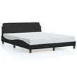 Pemberly Row Engineered Wood Faux Leather Queen Bed Frame in Black