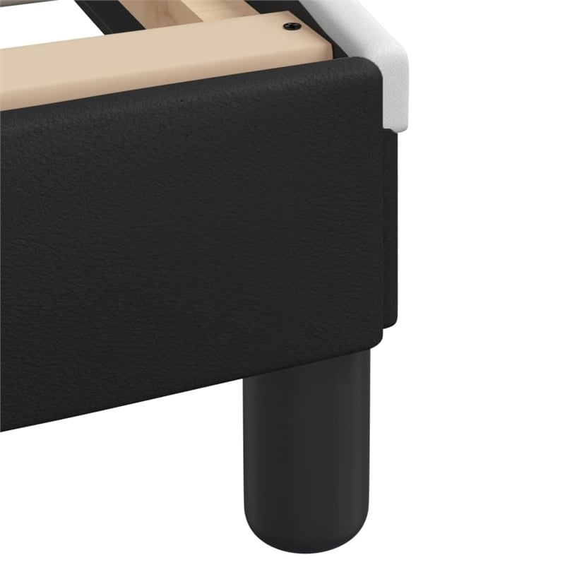 Pemberly Row Engineered Wood Faux Leather Queen Bed Frame in Black and White