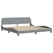 Pemberly Row Contemporary Fabric Polyester King Bed Frame in Light Grey
