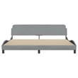 Pemberly Row Contemporary Fabric Polyester King Bed Frame in Light Grey