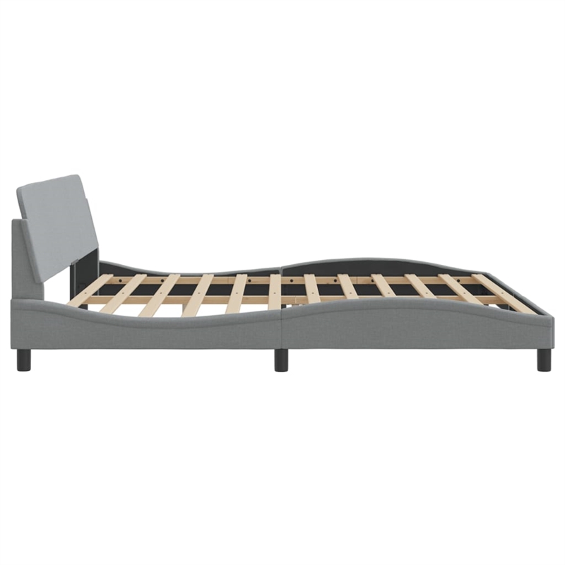 Pemberly Row Contemporary Fabric Polyester King Bed Frame in Light Grey