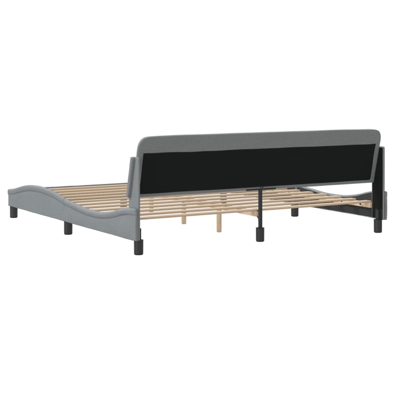 Pemberly Row Contemporary Fabric Polyester King Bed Frame in Light Grey