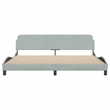 Pemberly Row Contemporary Velvet King Bed Frame in Light Grey