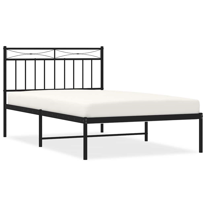 Pemberly Row Contemporary Powder-Coated Steel Twin Bed Frame in Black