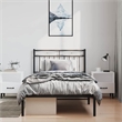 Pemberly Row Contemporary Powder-Coated Steel Twin Bed Frame in Black