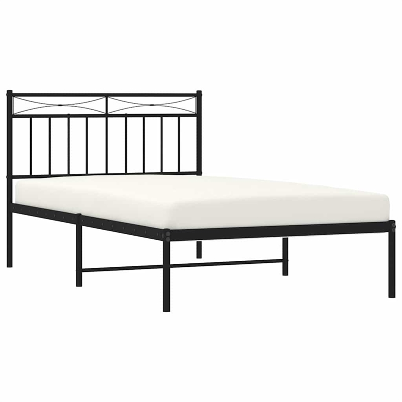 Pemberly Row Contemporary Powder-Coated Steel Twin Bed Frame in Black