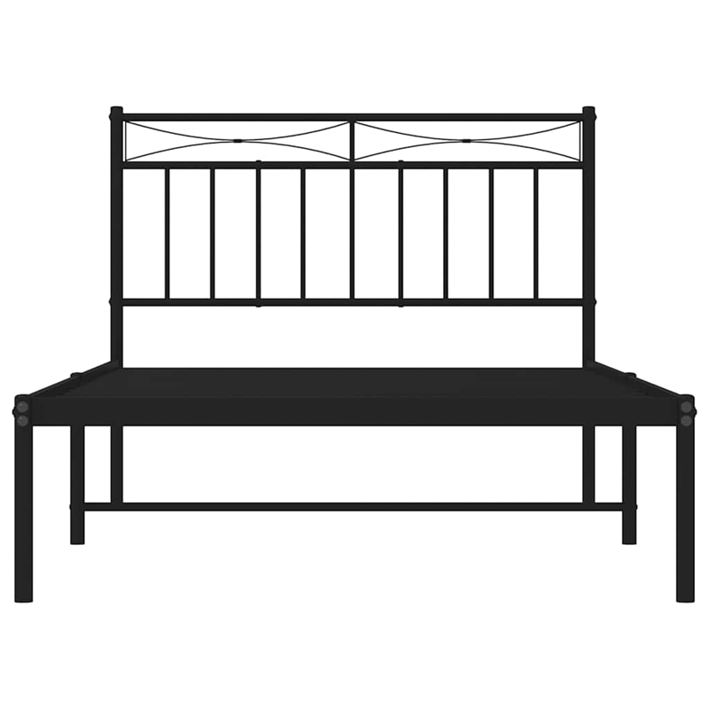 Pemberly Row Contemporary Powder-Coated Steel Twin Bed Frame in Black
