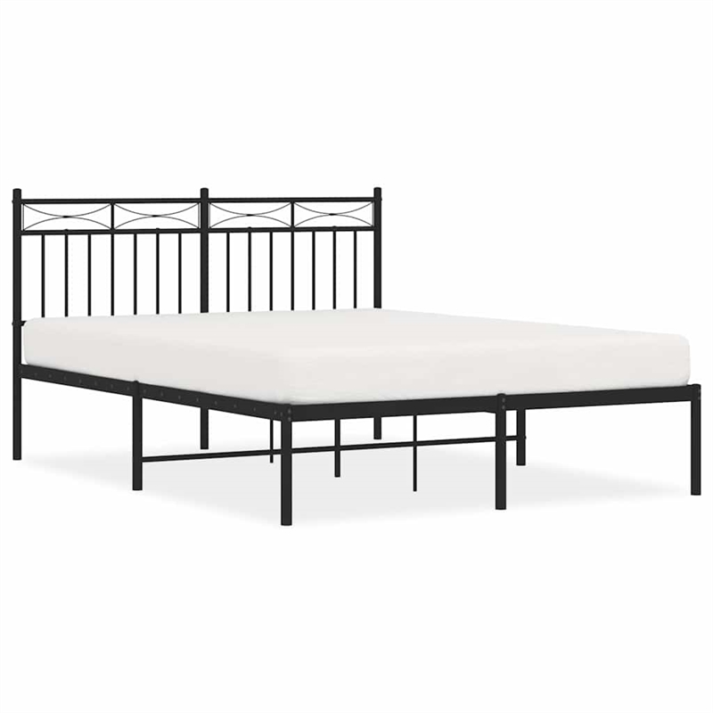 Pemberly Row Rectangular Traditional Steel Full Bed Frame in Black