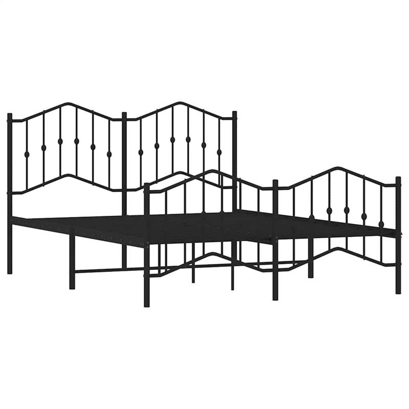 Pemberly Row Powder-Coated Steel Full/Double Bed Frame in Black