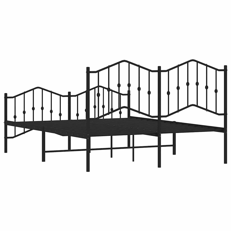 Pemberly Row Powder-Coated Steel Full/Double Bed Frame in Black