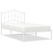 Pemberly Row Contemporary Rectangular Steel Single Bed Frame in White