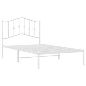 Pemberly Row Contemporary Rectangular Steel Single Bed Frame in White