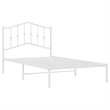 Pemberly Row Contemporary Rectangular Steel Single Bed Frame in White