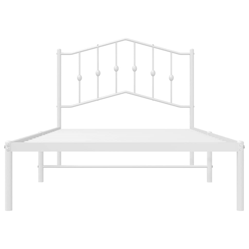 Pemberly Row Contemporary Rectangular Steel Single Bed Frame in White