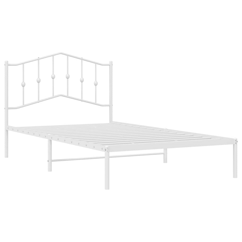 Pemberly Row Rectangular Powder-Coated Steel Twin Bed Frame in White