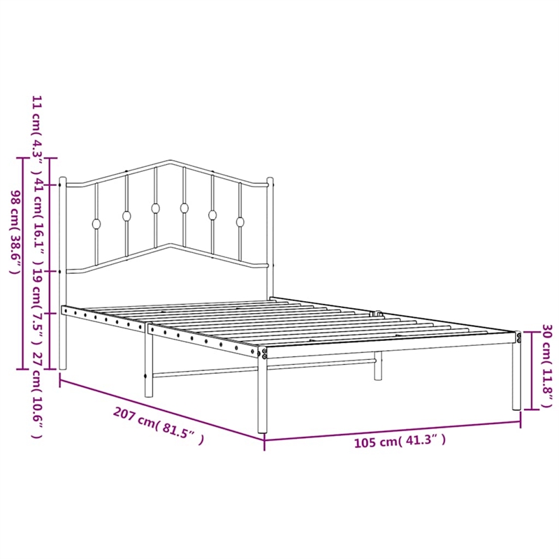 Pemberly Row Rectangular Powder-Coated Steel Twin Bed Frame in White