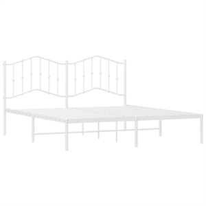 Pemberly Row Contemporary 72 x 84 Steel Bed Frame in White Finish