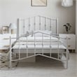 Pemberly Row Rectangular Powder-Coated Steel Twin Bed Frame in White